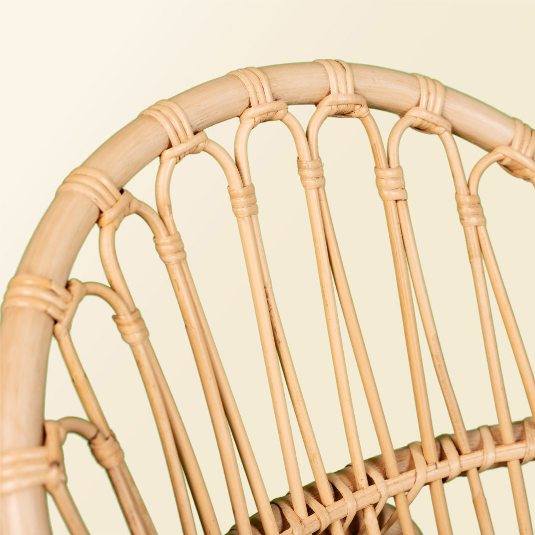 Close-up of the backrest detail of the Twinkle Kids Rocking Chair by MOMIJI.