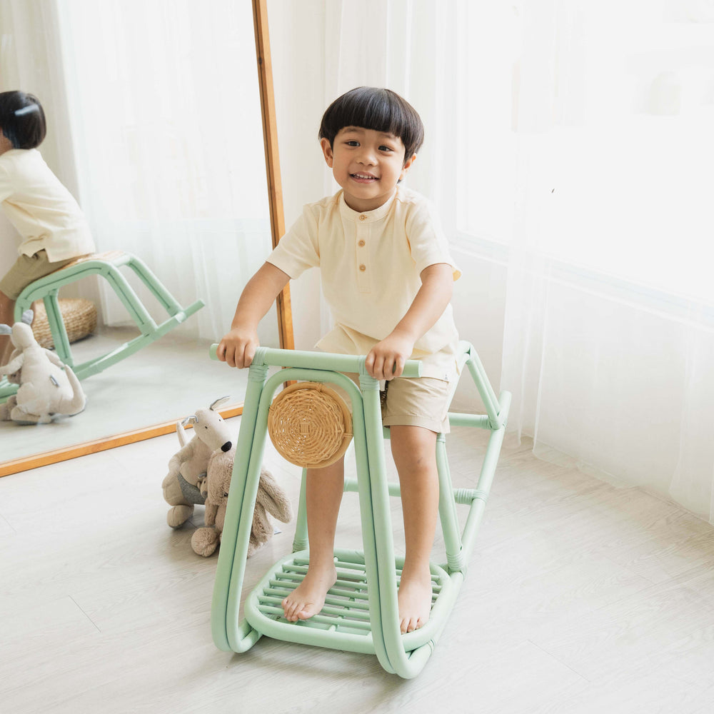 Vespa Rocker | Wicker Rocker | Mint | Happy Child on Rocker | MOMIJI