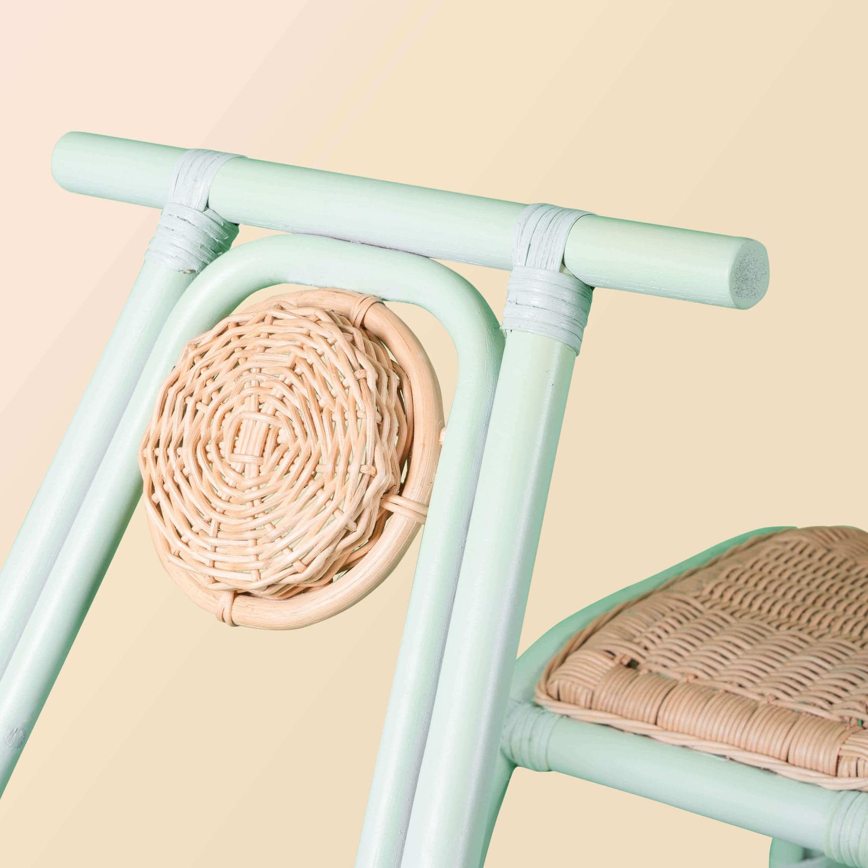 Close-up of the front and seat detail of the Vespa Rocker – Mint by MOMIJI.