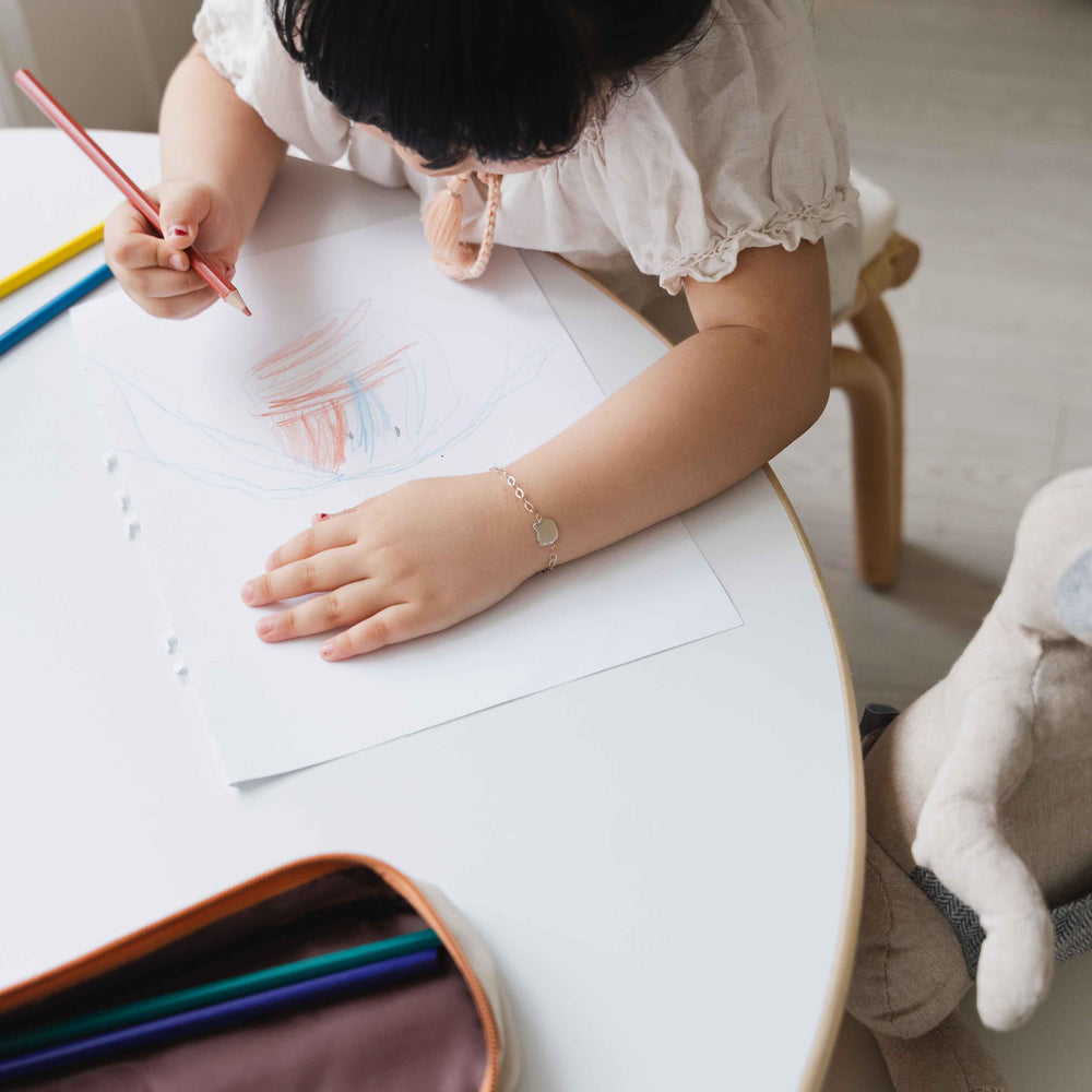 Rattan Table and Chairs​ | Aulia Kids Rattan Table with 4 Rattan Stools Set | Kid Drawing | MOMIJI 