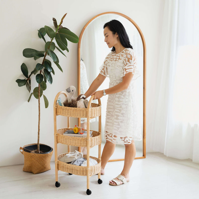 Rattan Craft Trolleys | Con Craft Trolley | Lady Holding Trolley with Items Inside | MOMIJI