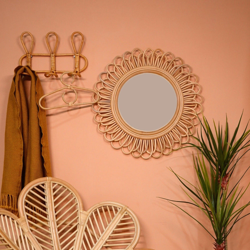 Rattan Mirror | Dahlia Round Mirror | MOMIJI 
