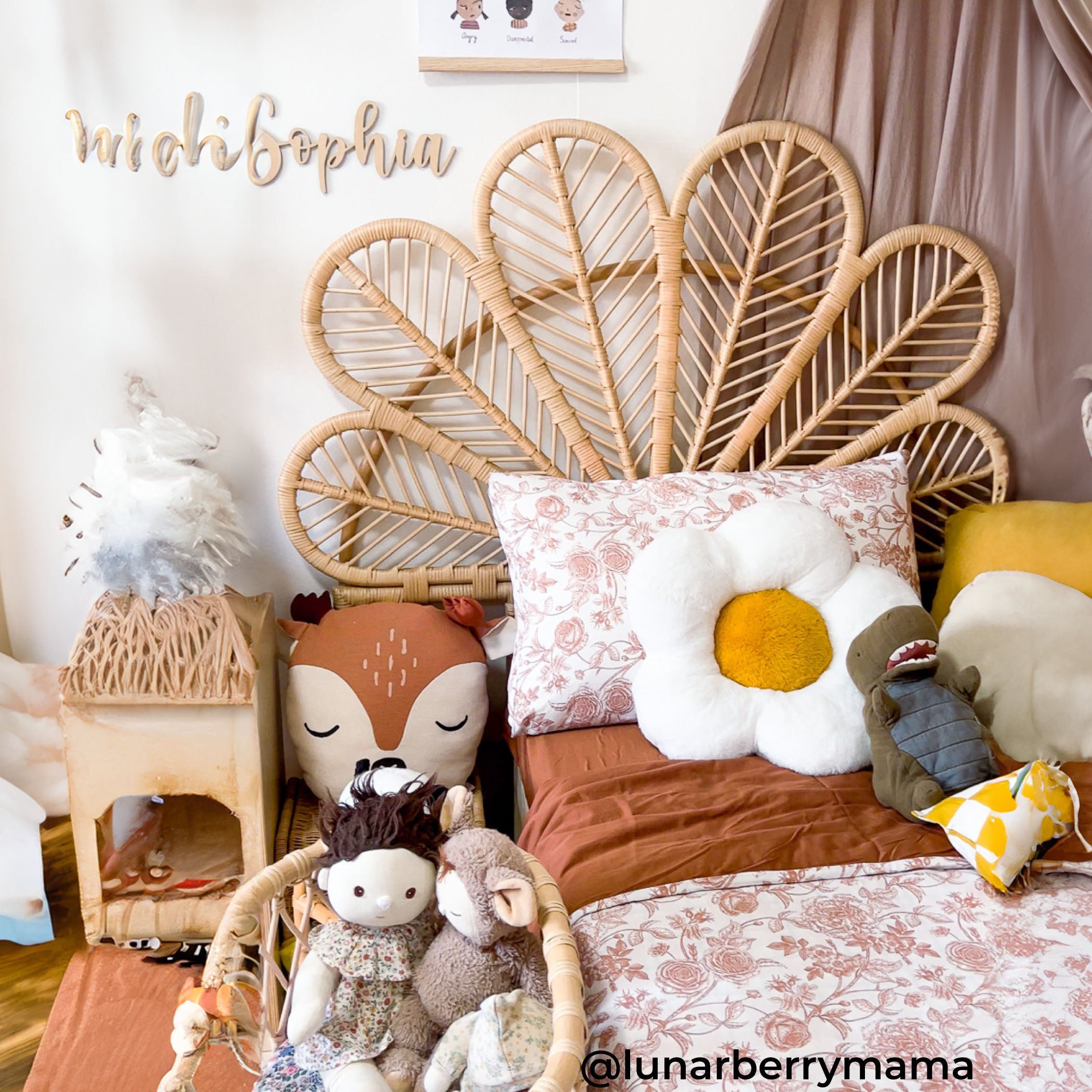Petal Rattan Headboard | Headboard for Kids Bedroom | MOMIJI 