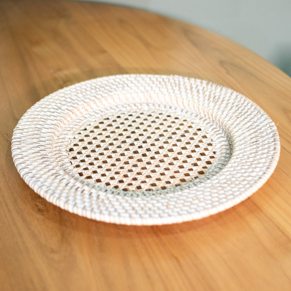 Rattan Placemat | Lily Wicker Placemat | White | MOMIJI