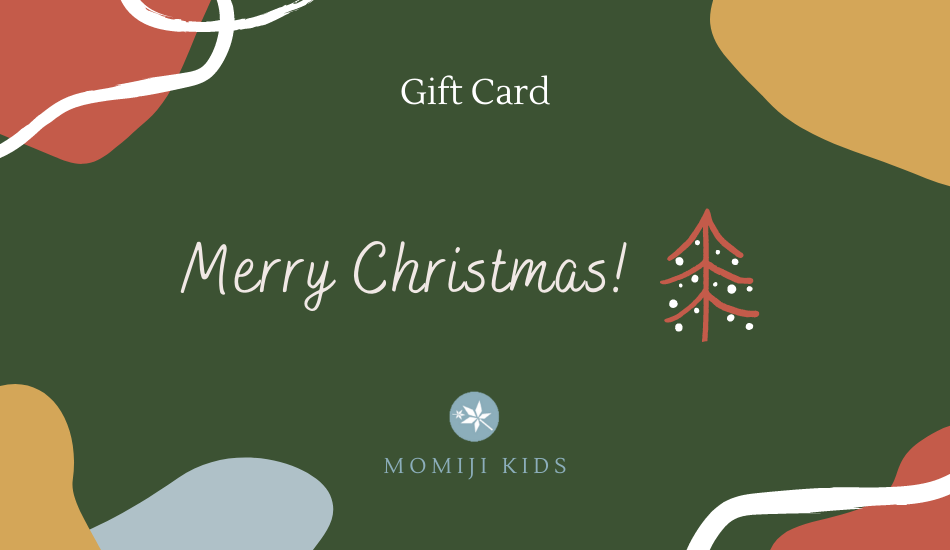 MOMIJI Christmas gift card with festive holiday-themed design.